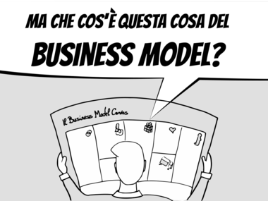 Disegno di una persona di spalle che sta guardando il Busines Model Canvas