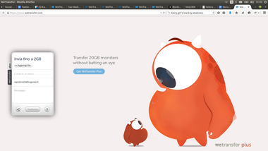 Home page des services de WeTransfer