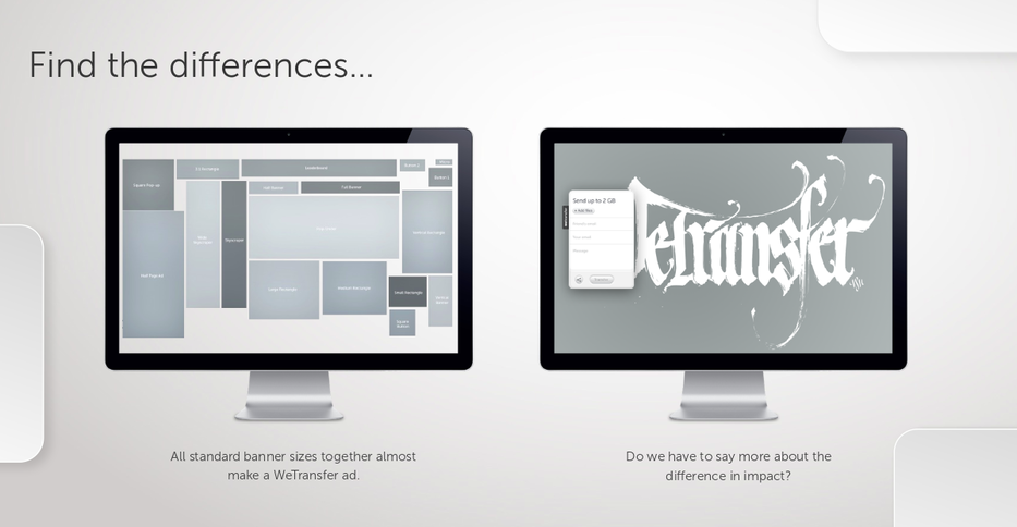 Infographics showing the difference between traditional web advertising and full screen advertising.